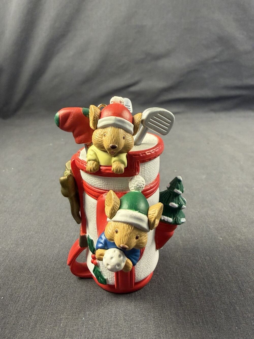 Kirkland Signature Mice In Golf Bag Christmas Collectible Gift Ornament